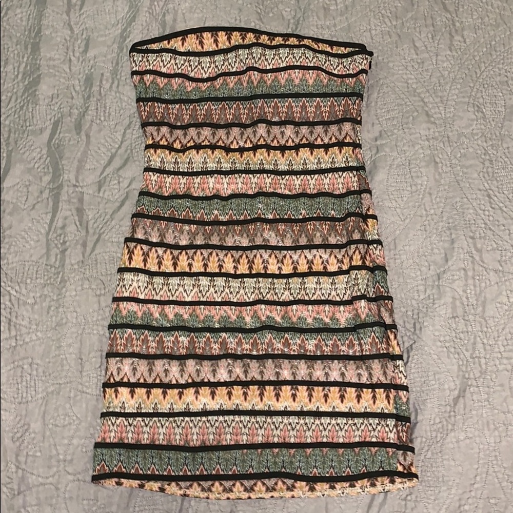 Strapless Multicolor Mini Dress
